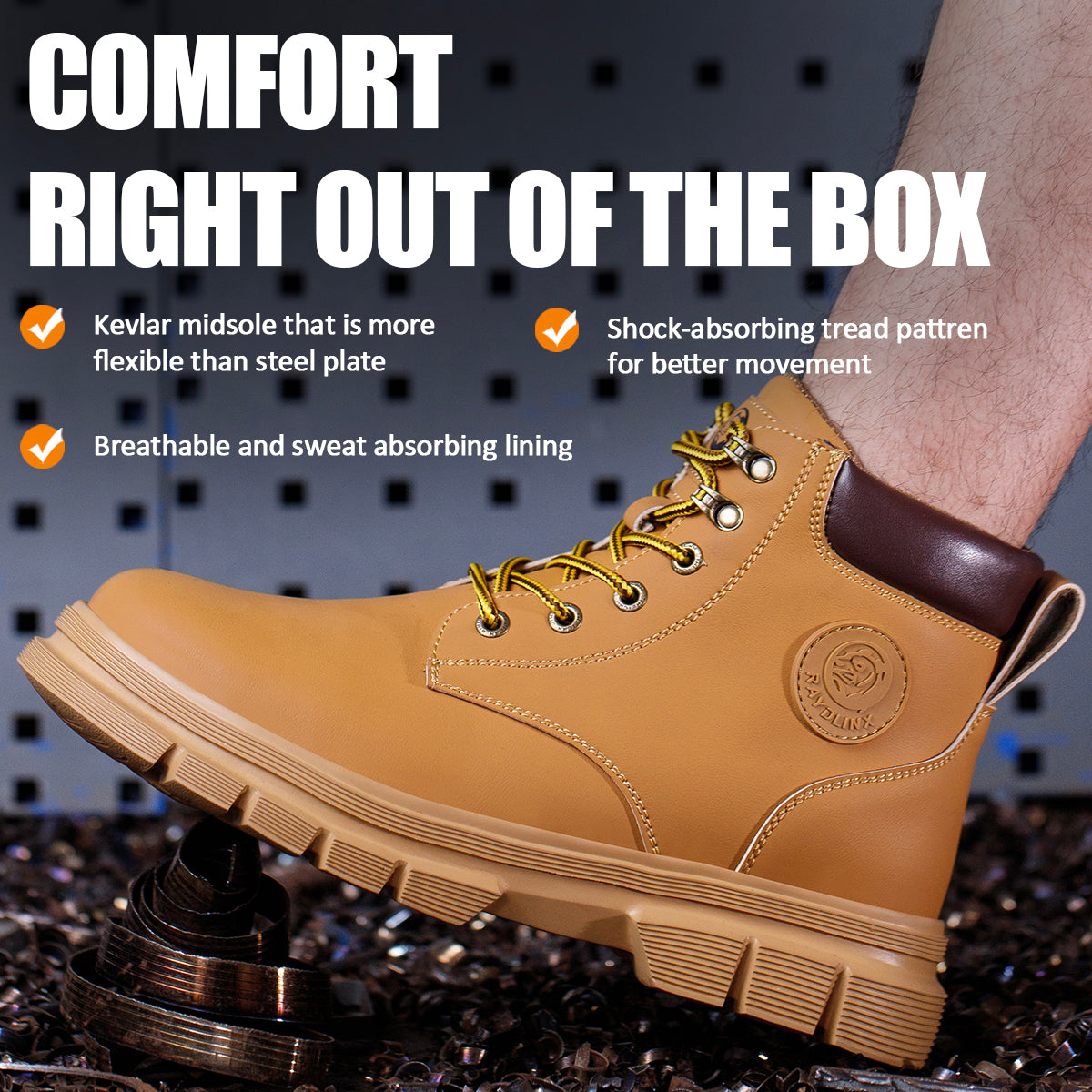 Raydlinx Yellow Boot - Steel Toe Yellow Boots Safety Boots F62