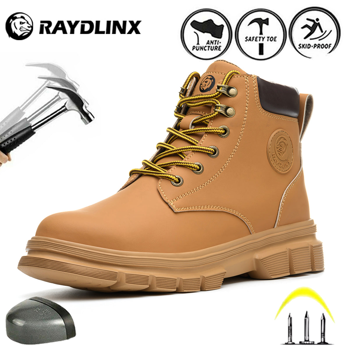 Raydlinx Yellow Boot - Steel Toe Yellow Boots Safety Boots F62