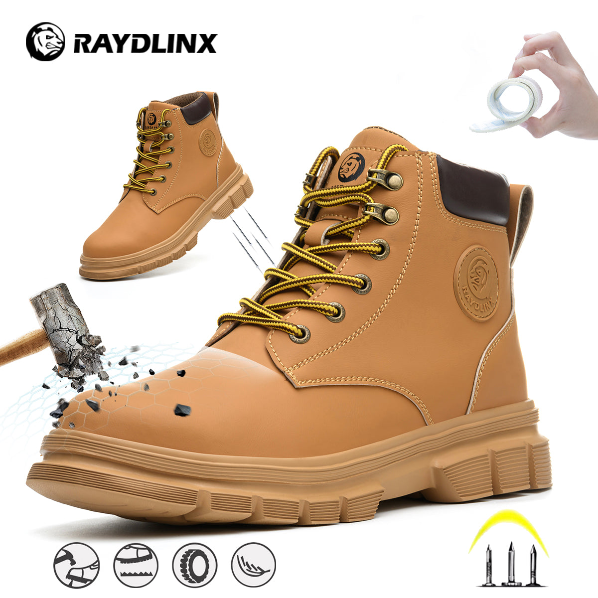 Raydlinx Yellow Boot - Steel Toe Yellow Boots Safety Boots F62