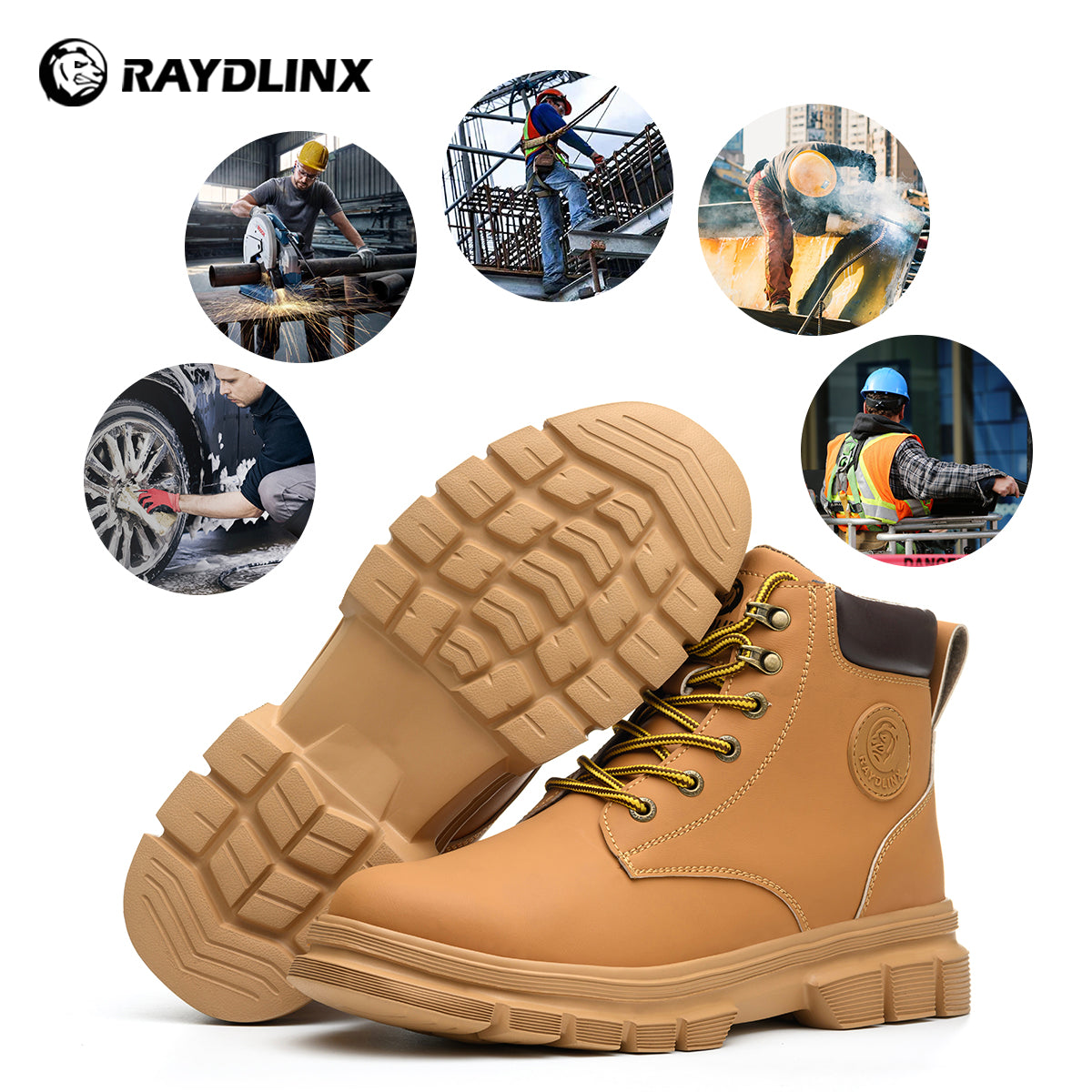 Raydlinx Yellow Boot - Steel Toe Yellow Boots Safety Boots F62